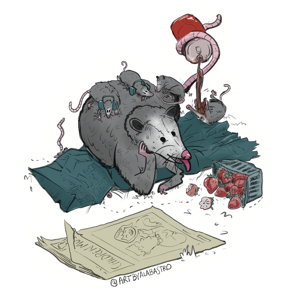 Doris the Possum with her Kids Sticker