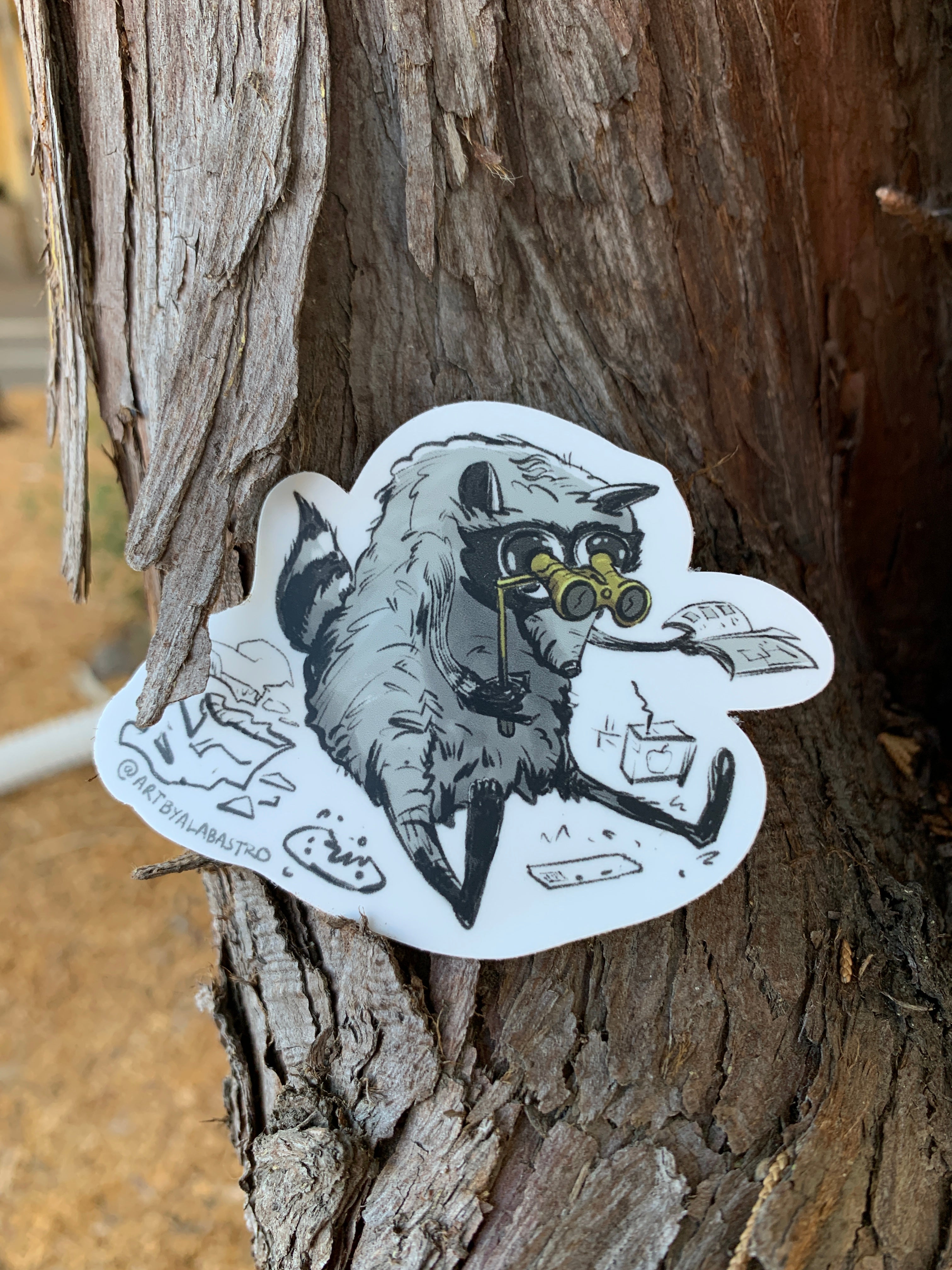 Jimothy the Raccoon Cryptid in the Park Sticker