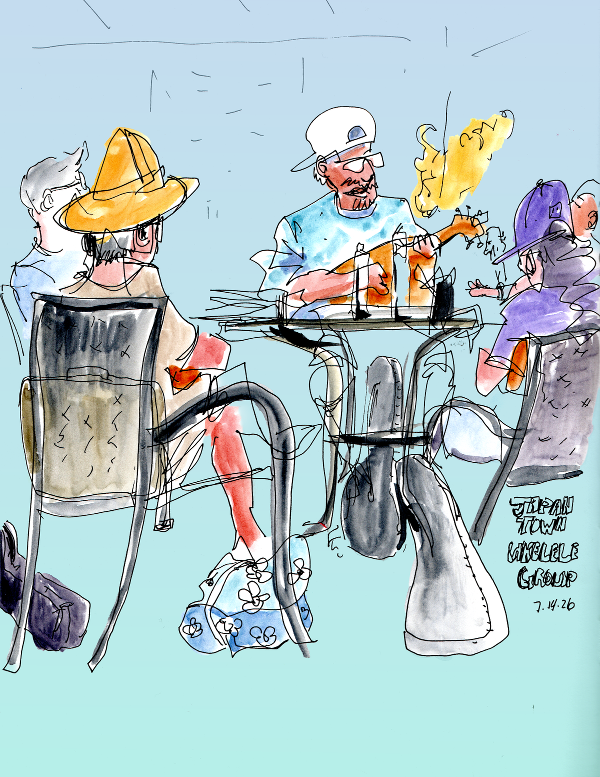 Ukelele Group, Roy's Station Japantown Sketchbook Print